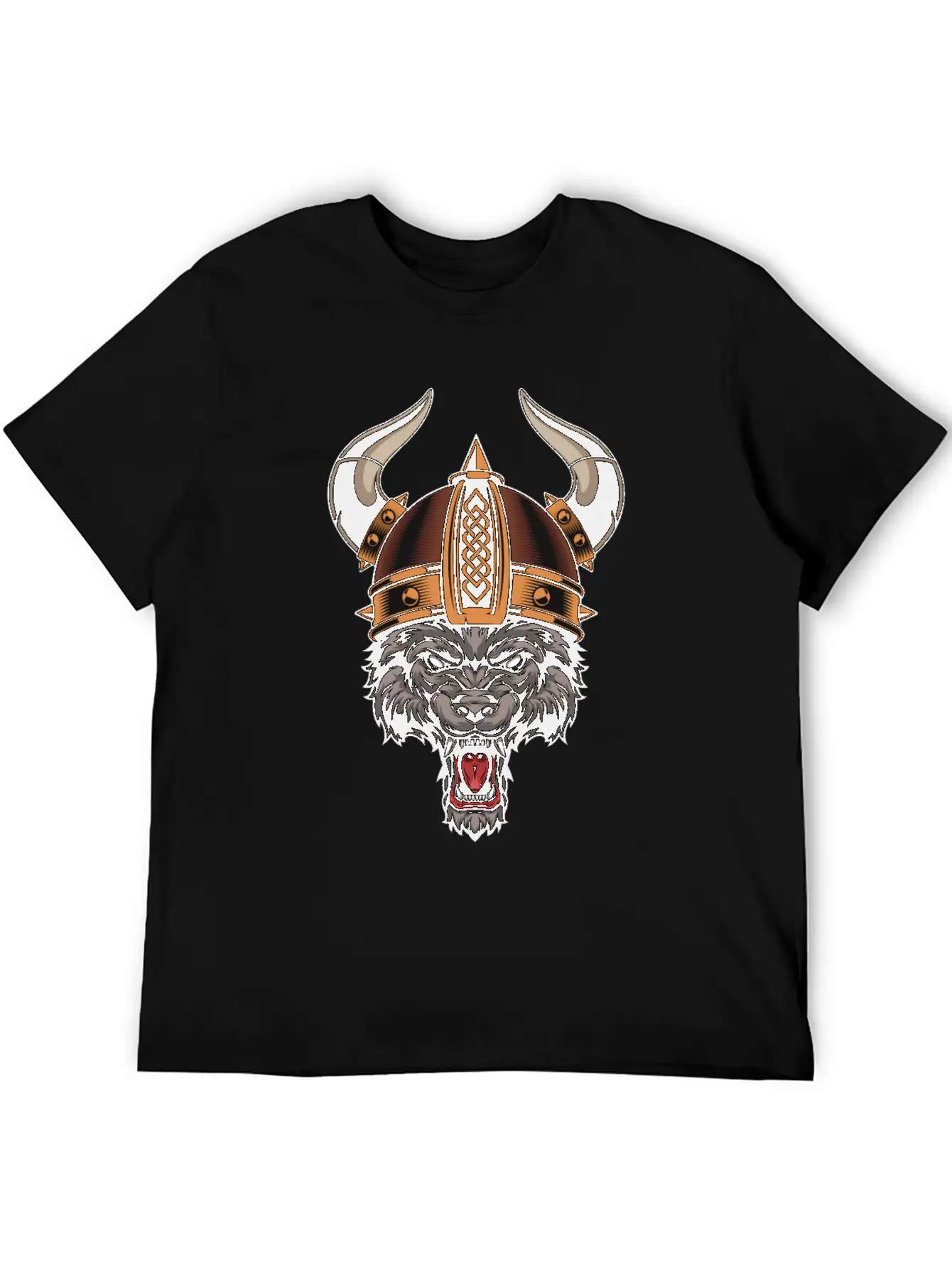 Wolf Viking Helmet Norse Mythology Grey Wolf Basic Graphic T-Shirt – Daily Comfort In Soft Cotton