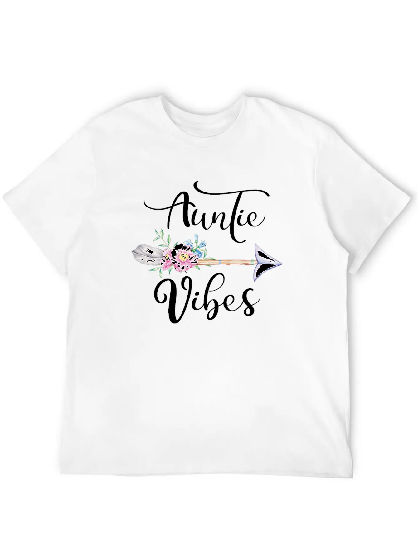 Womens Auntie Vibes Graphic Aunt Life Print Gift Stylish Everyday T-Shirt – Unisex Basic Cotton Tee