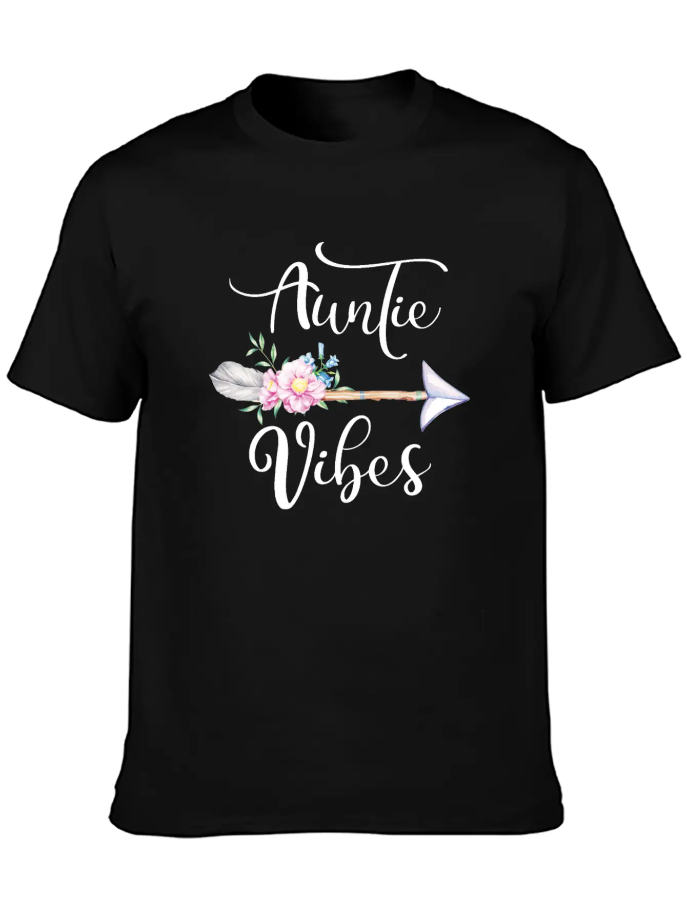 Womens Auntie Vibes Graphic Aunt Life Print Gift Stylish Everyday T-Shirt – Unisex Basic Cotton Tee