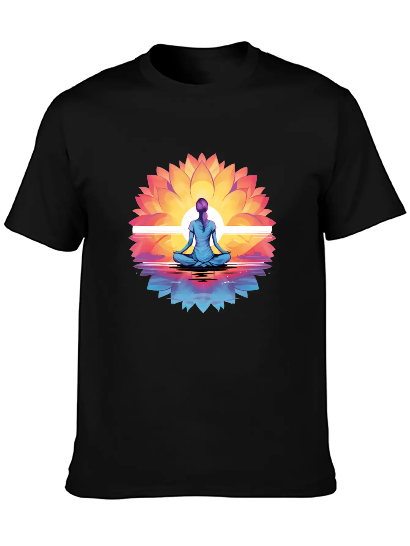 Women's Yoga Meditation Lotus Flower Design Unisex Cotton Tee – Relaxed Fit For Any Occasion