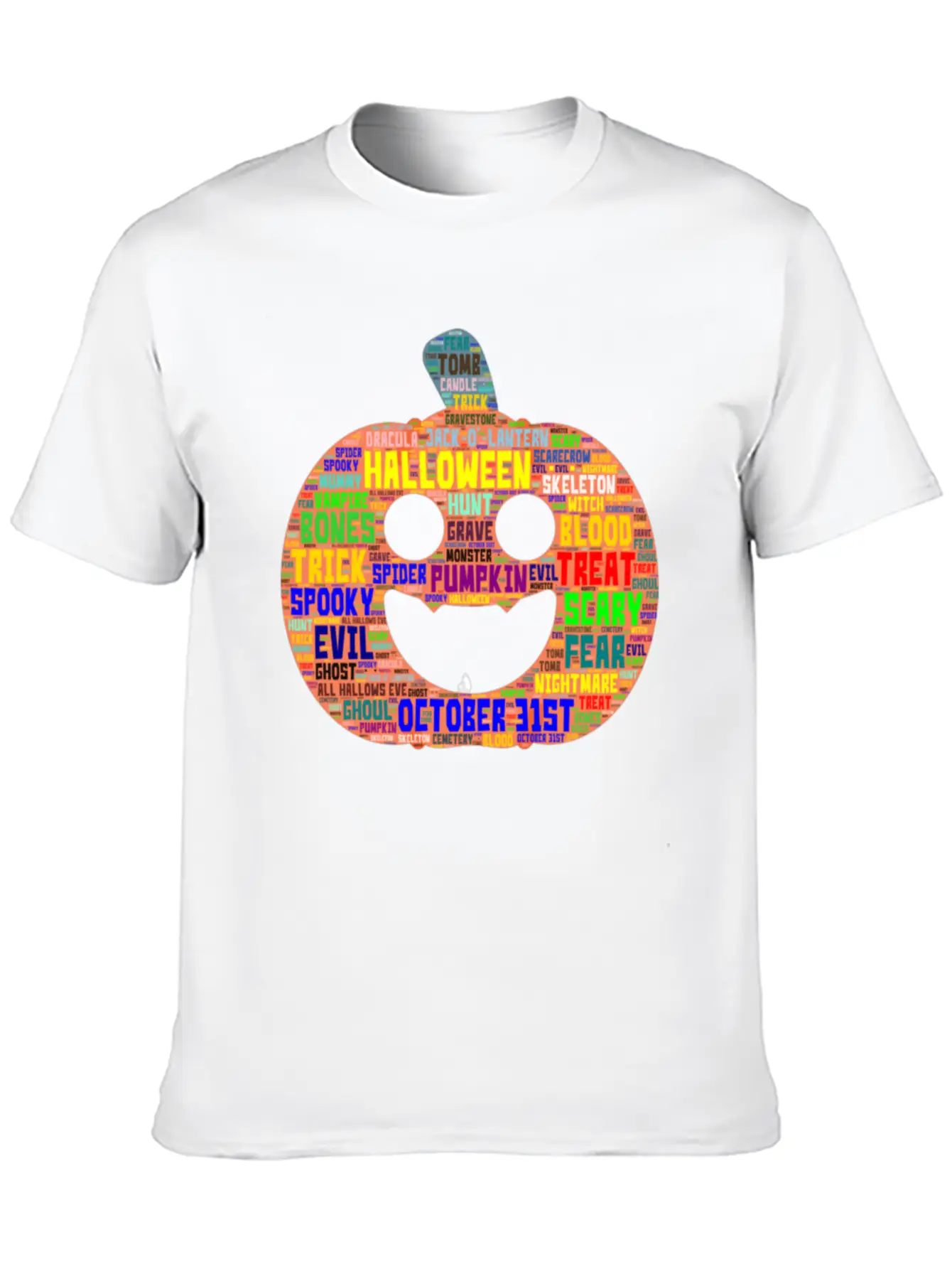 Word Art Halloween Beautiful Design Stylish Everyday T-Shirt – Unisex Basic Cotton Tee