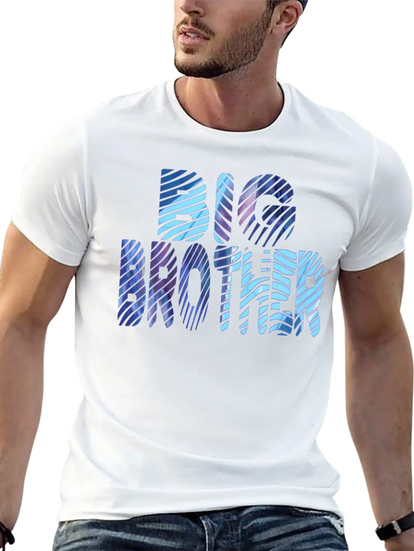 Wordtease Collage BIG BROTHER Bluz Basic Graphic T-Shirt – Daily Comfort In Soft Cotton