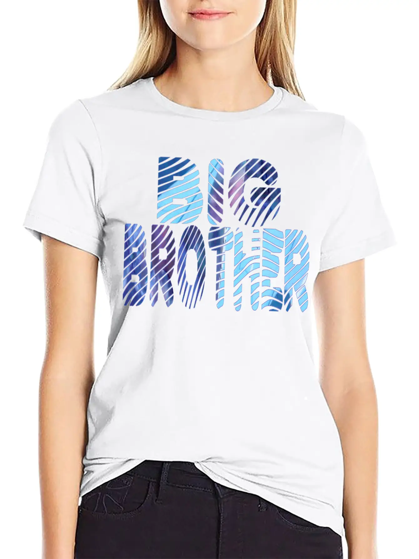 Wordtease Collage BIG BROTHER Bluz Basic Graphic T-Shirt – Daily Comfort In Soft Cotton
