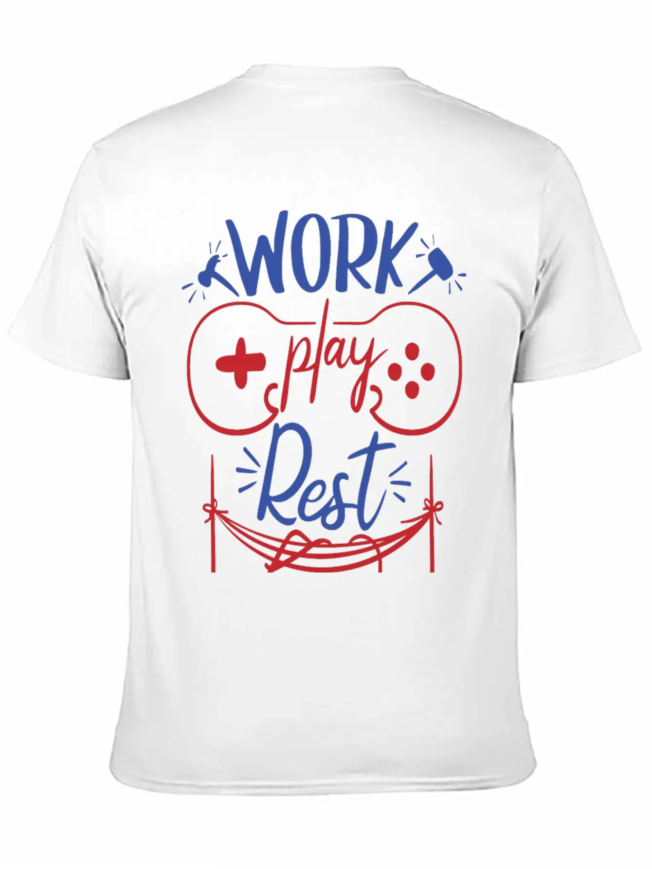 Work Play Rest Video Games Gaming Gamer Geek Gift Stylish Everyday T-Shirt – Unisex Basic Cotton Tee