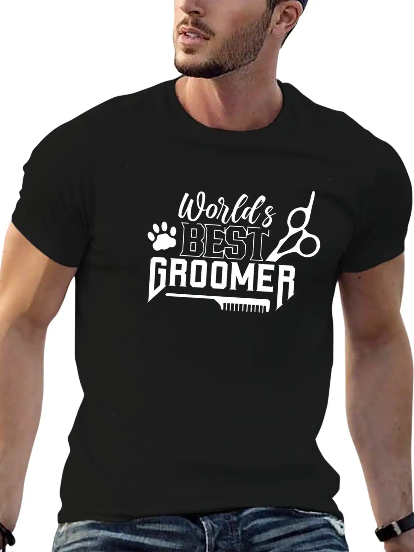 World's Best Groomer Care Hairdresser Dog Groomer Stylish Everyday T-Shirt – Unisex Basic Cotton Tee