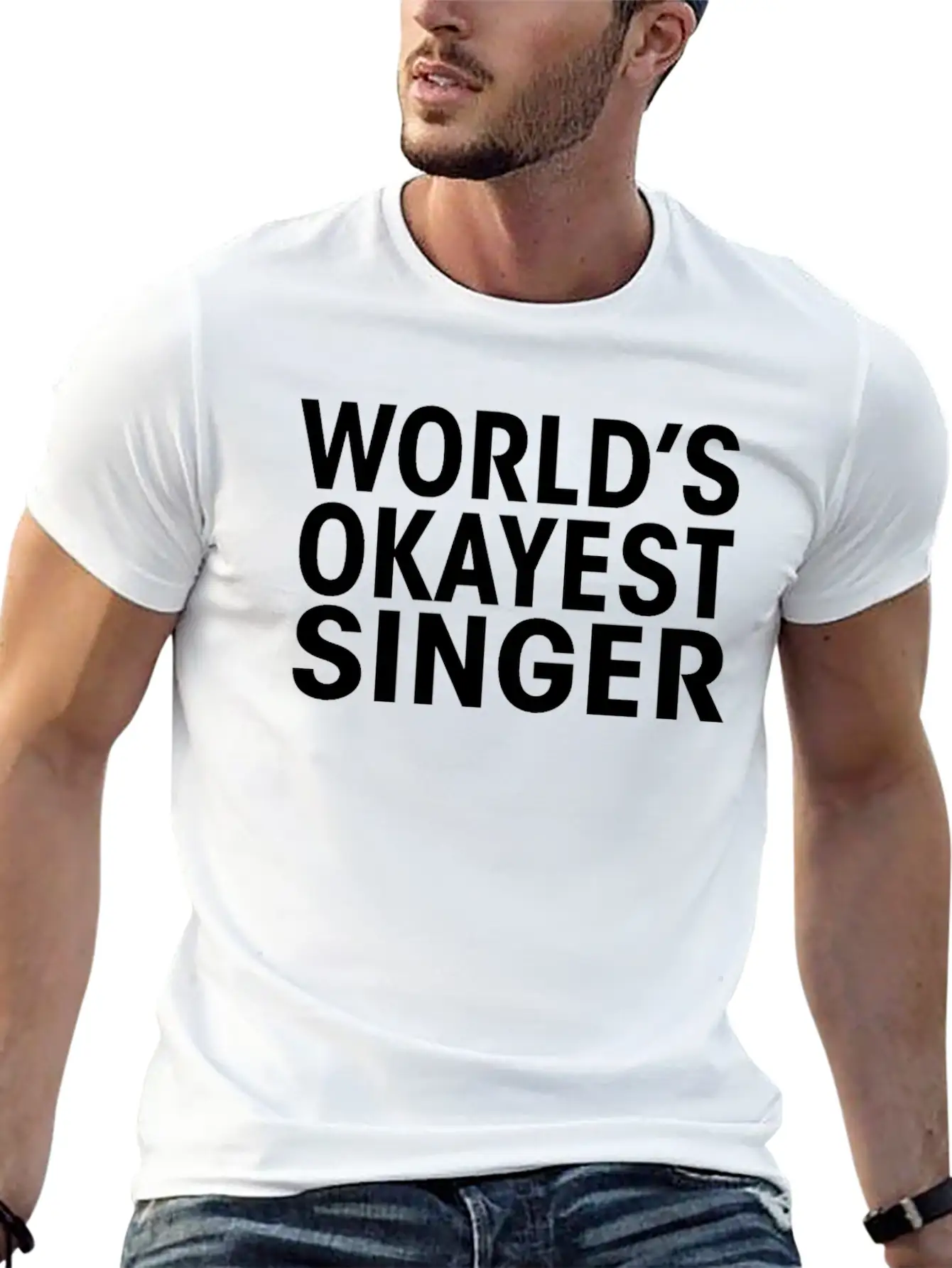 Worlds Okayest Singer Funny T-Shirt Basic Graphic T-Shirt – Daily Comfort In Soft Cotton