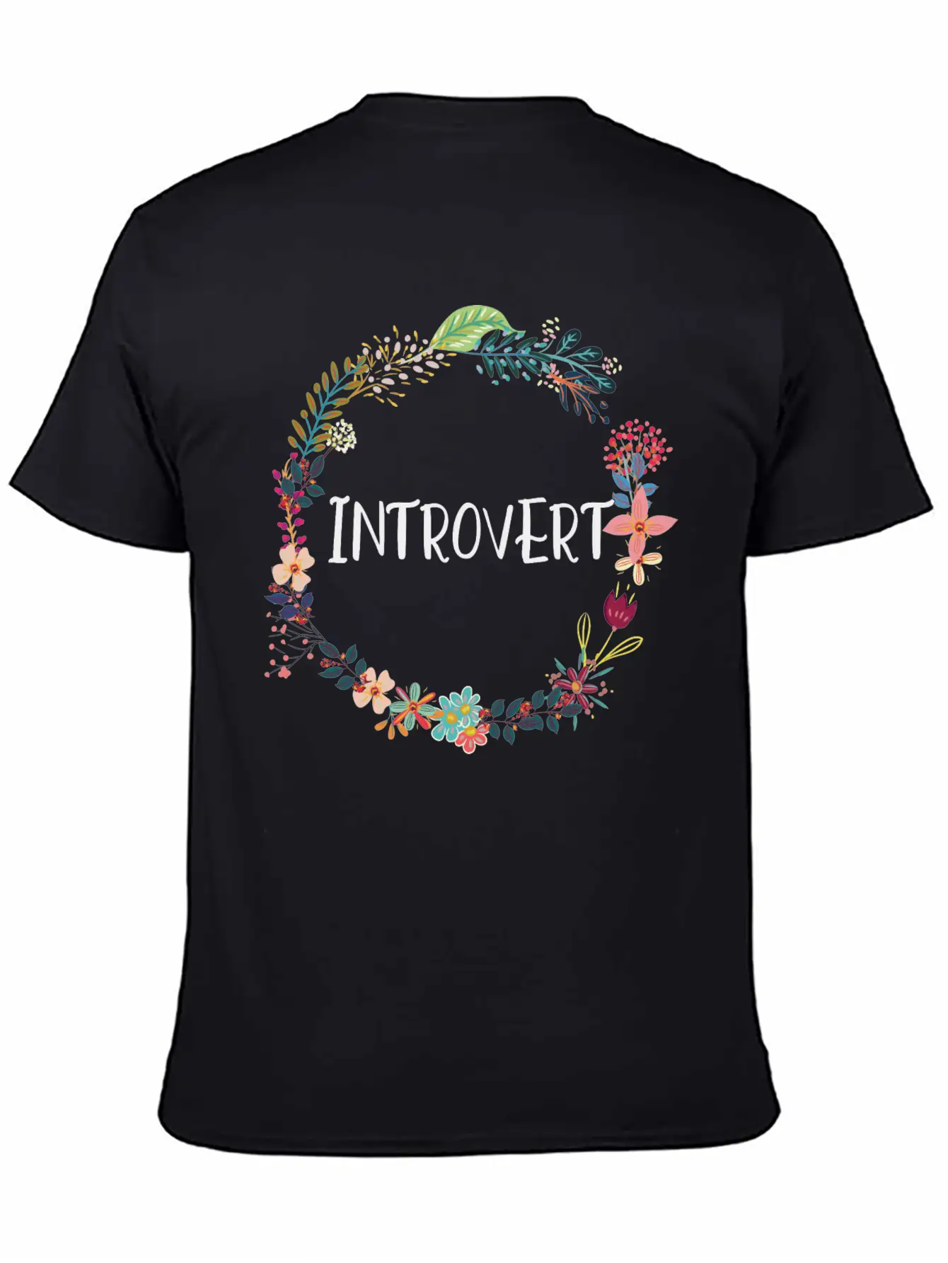 Wreath Introvert Indoorsy Basic Graphic T-Shirt – Daily Comfort In Soft Cotton