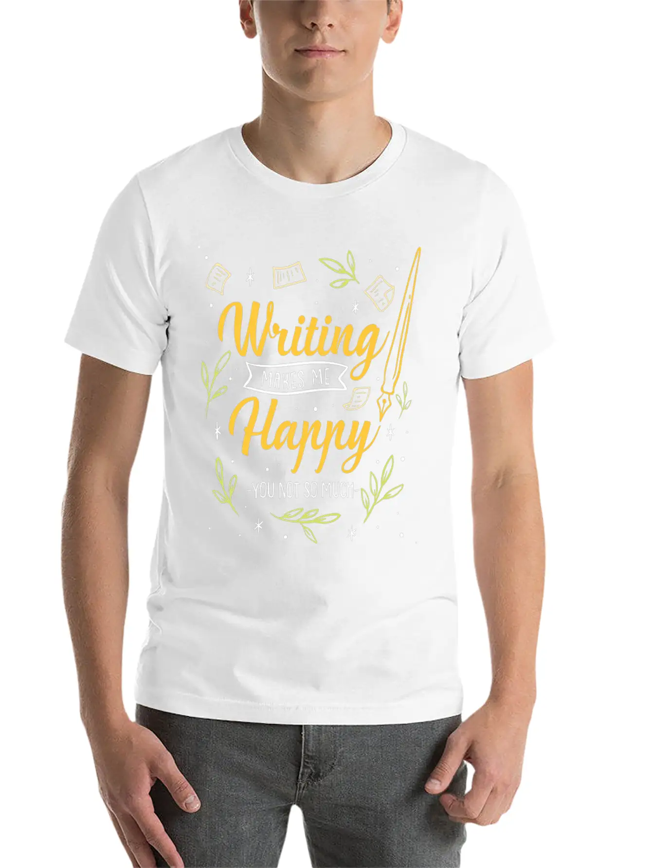 Writing Books Makes Me Happy Basic Graphic T-Shirt – Daily Comfort In Soft Cotton