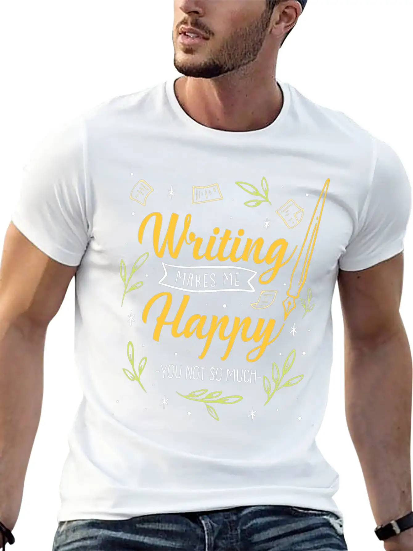 Writing Books Makes Me Happy Basic Graphic T-Shirt – Daily Comfort In Soft Cotton