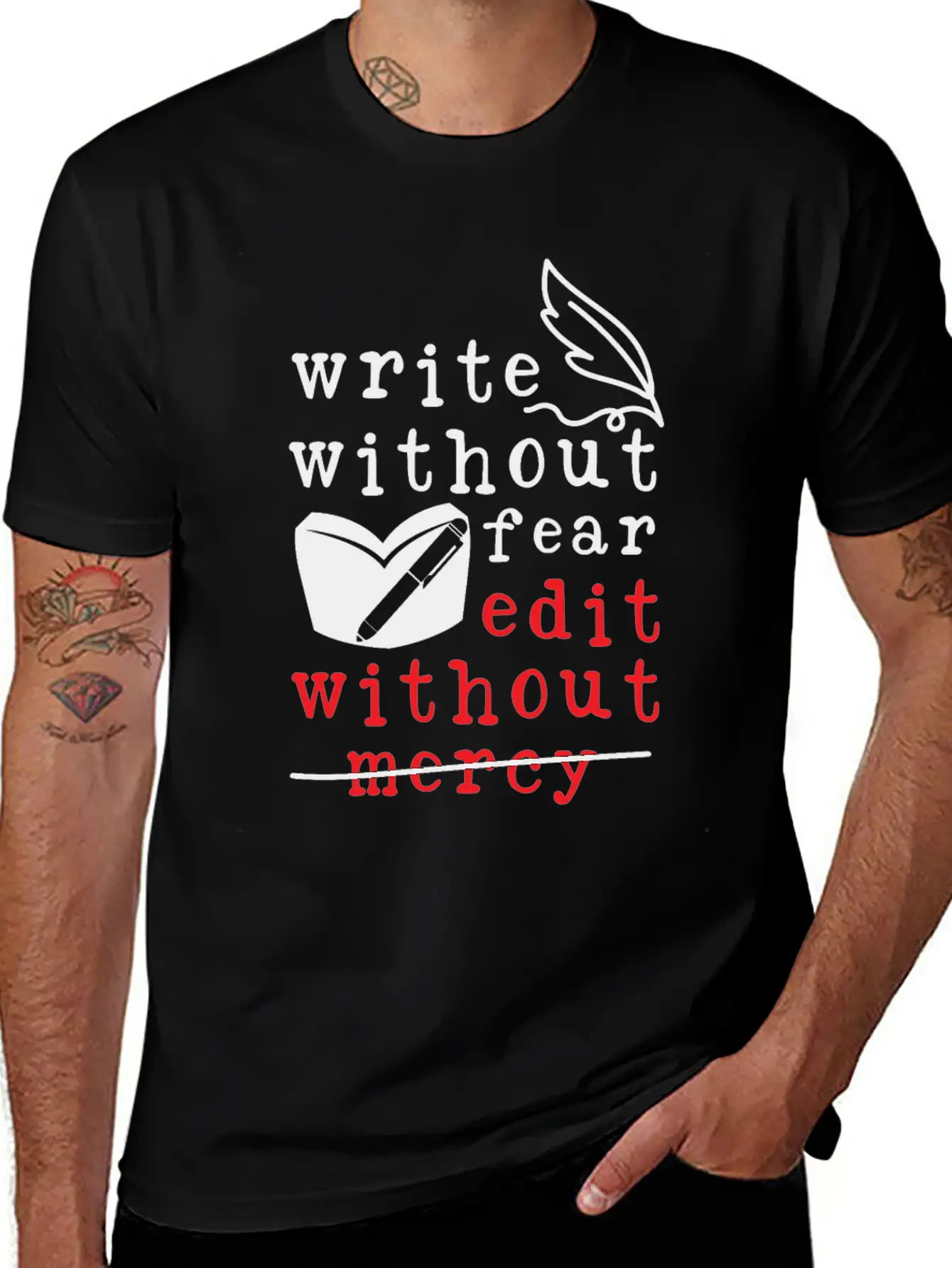 Writing Quill Novel Writer & Breathable Graphic T-Shirt – Perfect For Casual Days