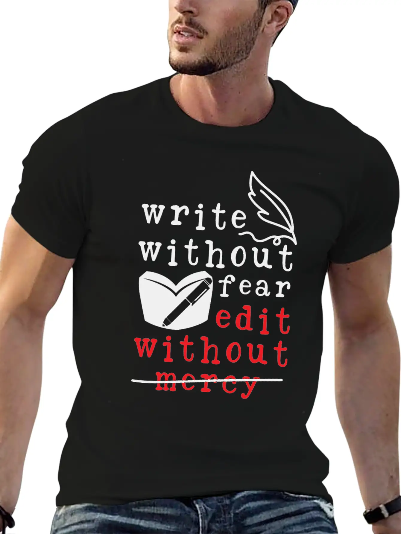 Writing Quill Novel Writer & Breathable Graphic T-Shirt – Perfect For Casual Days