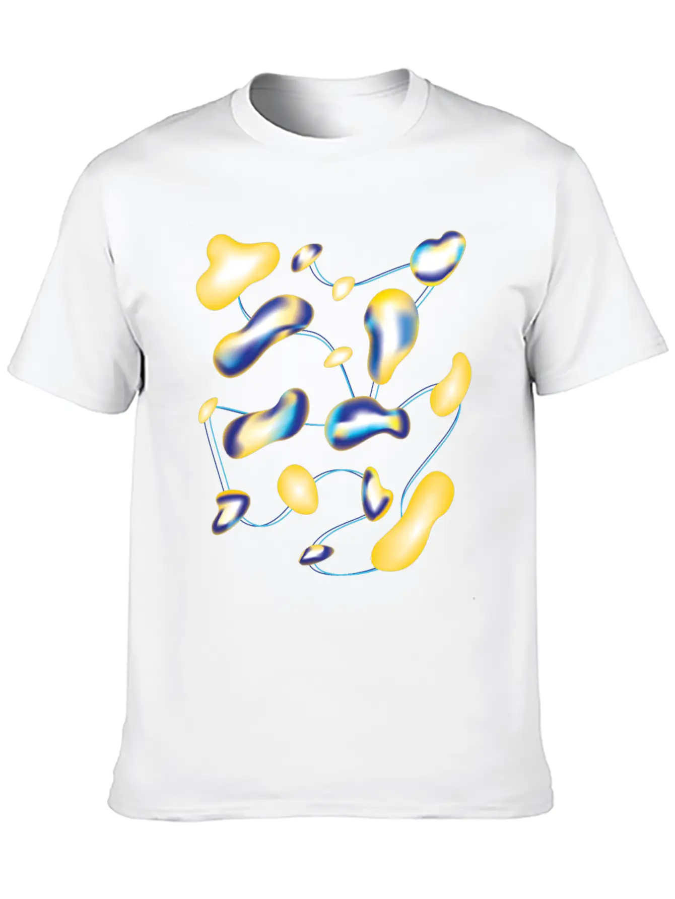 Yellow And Blue Fluid Drops Classic Cotton Tee – Unisex Comfort For Any Season