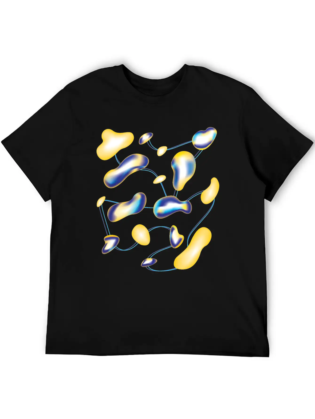 Yellow And Blue Fluid Drops Classic Cotton Tee – Unisex Comfort For Any Season