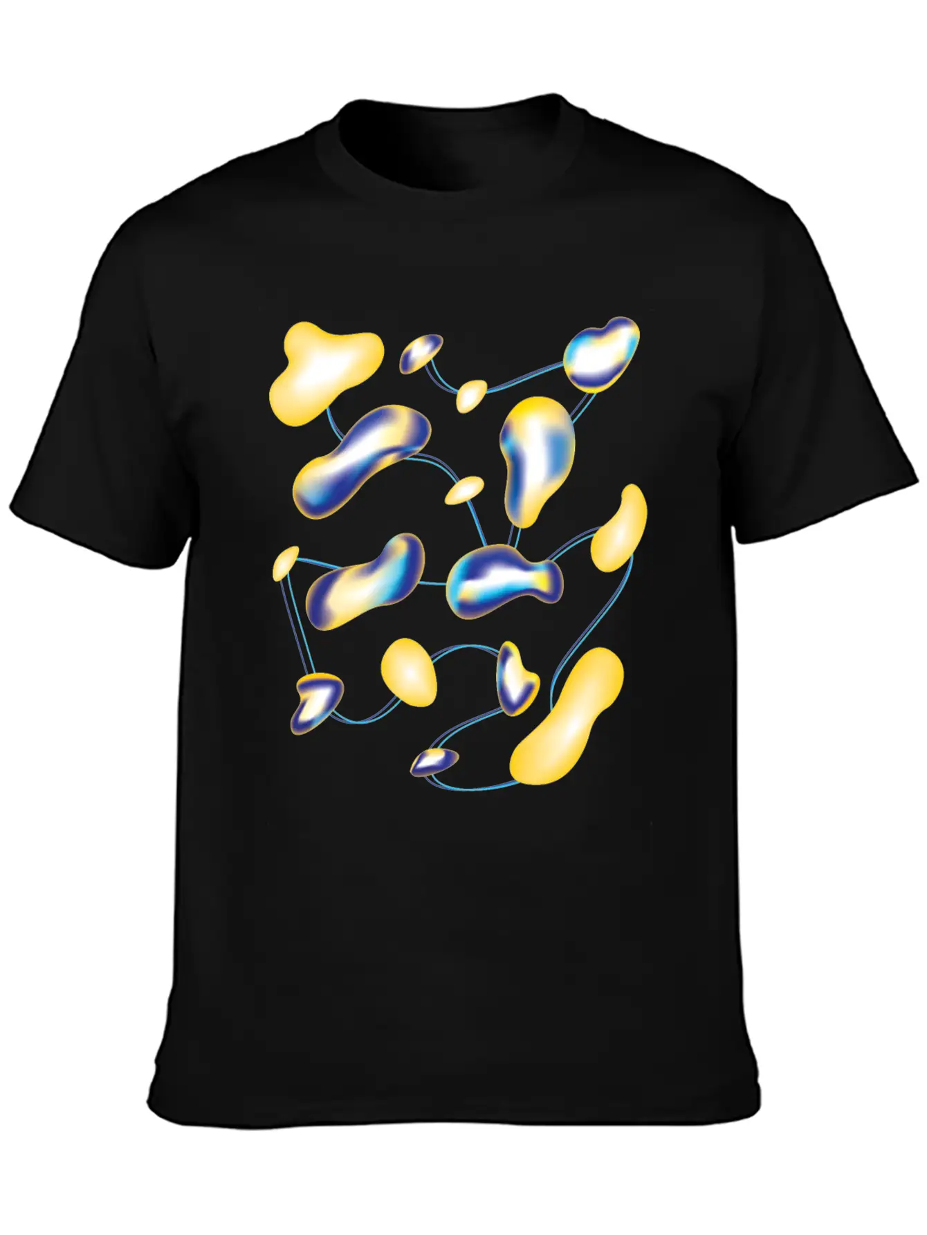 Yellow And Blue Fluid Drops Classic Cotton Tee – Unisex Comfort For Any Season