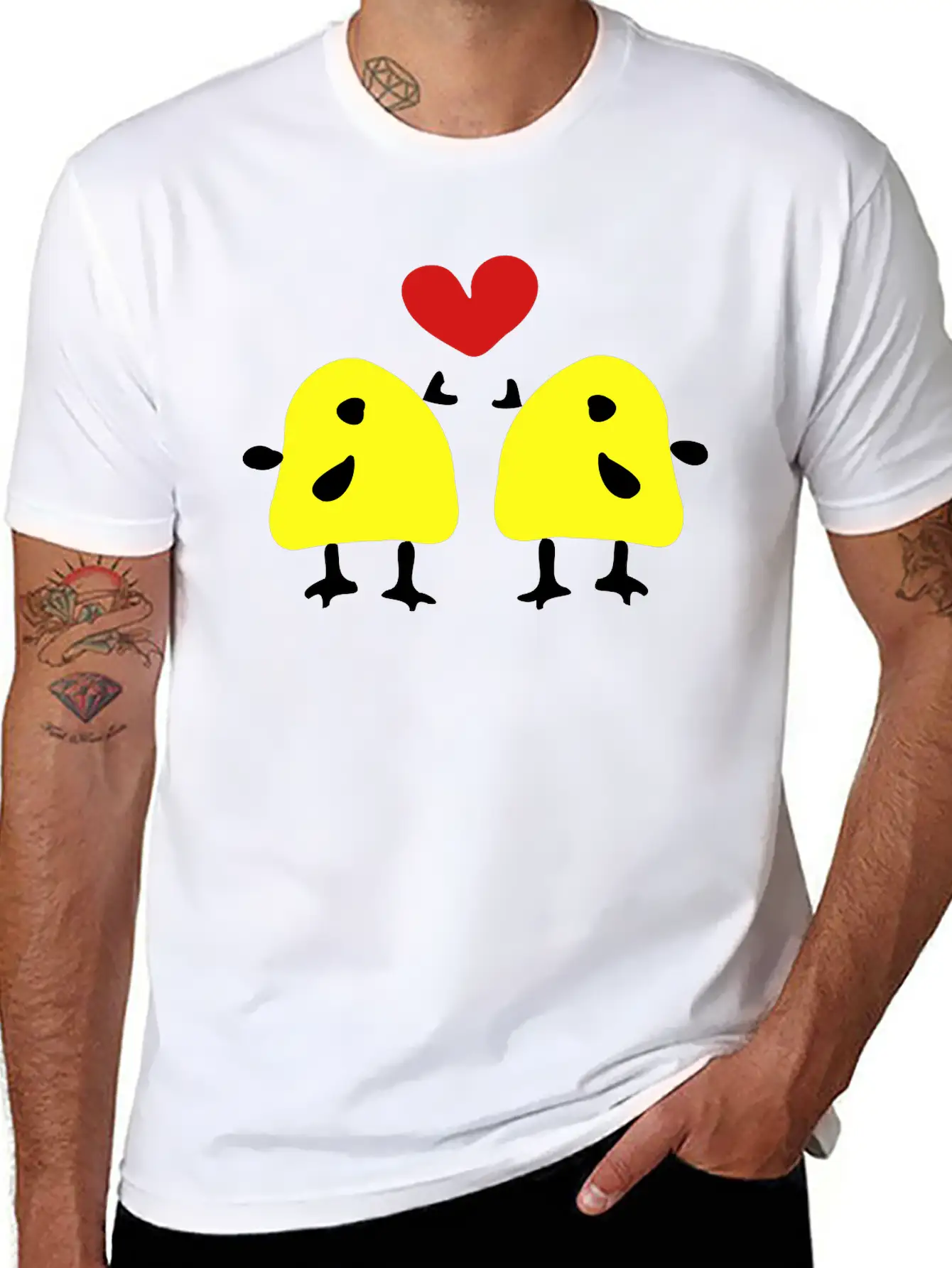 Yellow Birds In Love Stylish Everyday T-Shirt – Unisex Basic Cotton Tee