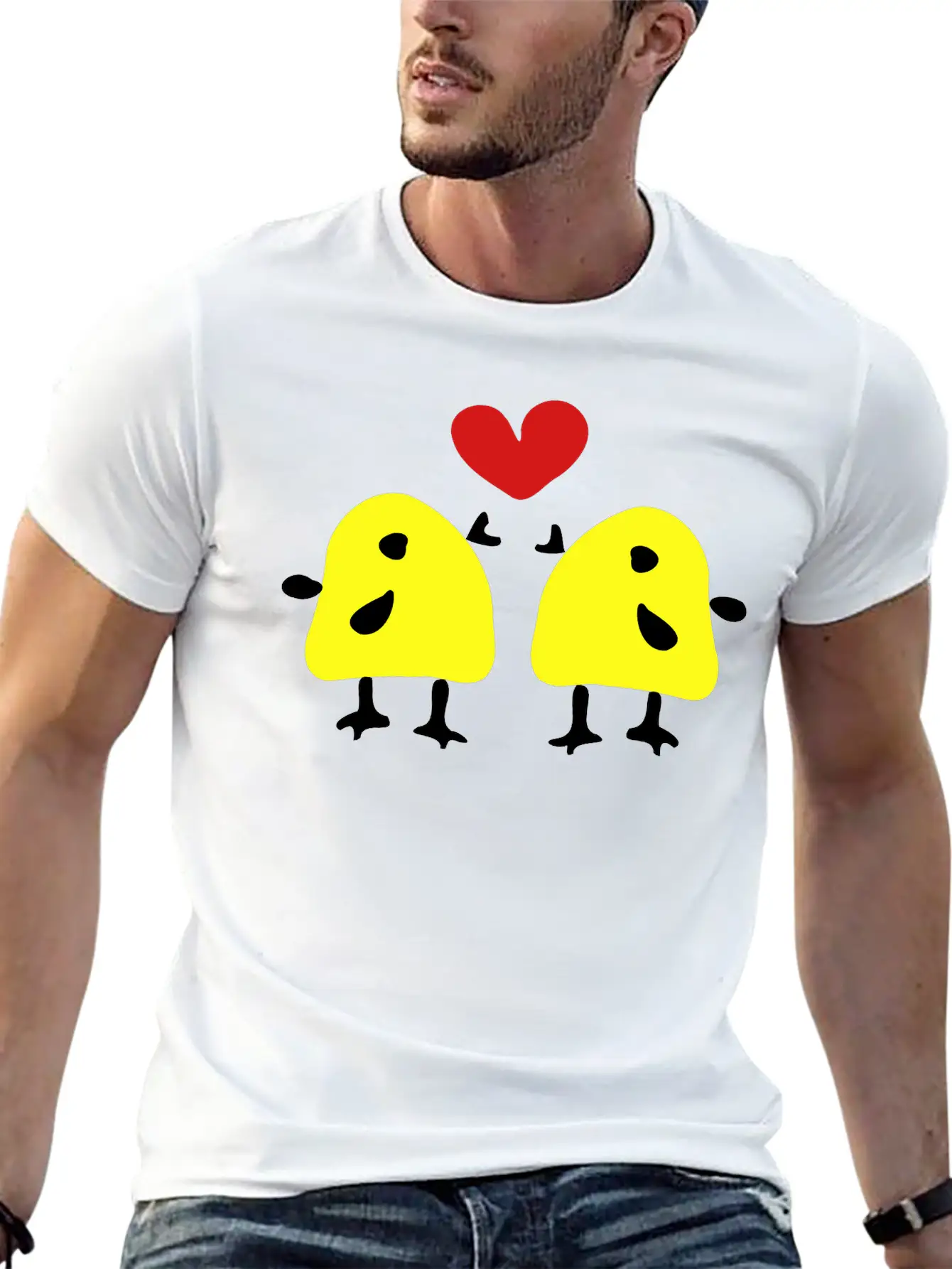 Yellow Birds In Love Stylish Everyday T-Shirt – Unisex Basic Cotton Tee