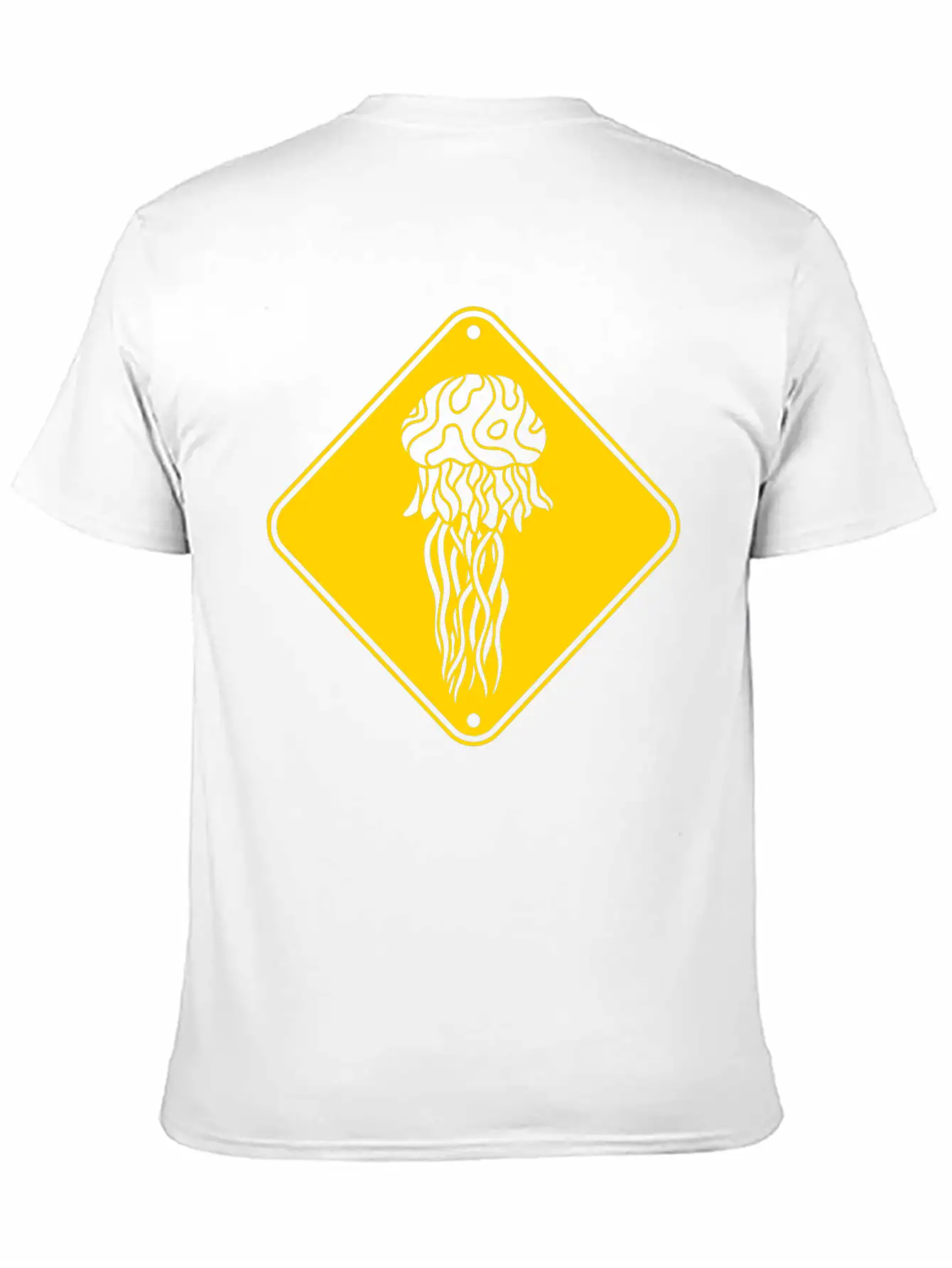 Yellow Caution Danger Caution Sign Shield Jellyfis Stylish Everyday T-Shirt – Unisex Basic Cotton Tee