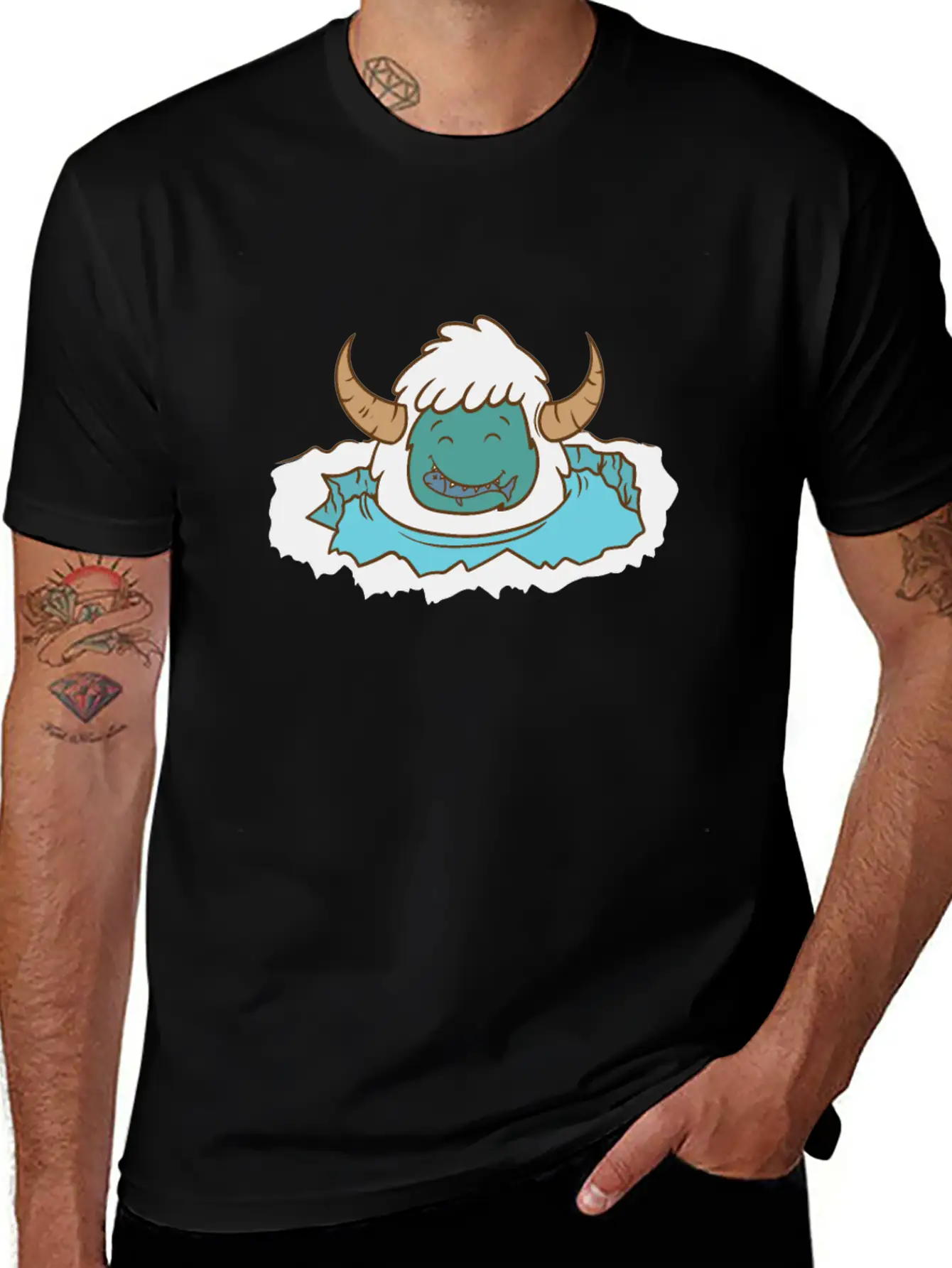 Yeti Bathing Snowman Creature Stylish Everyday T-Shirt – Unisex Basic Cotton Tee