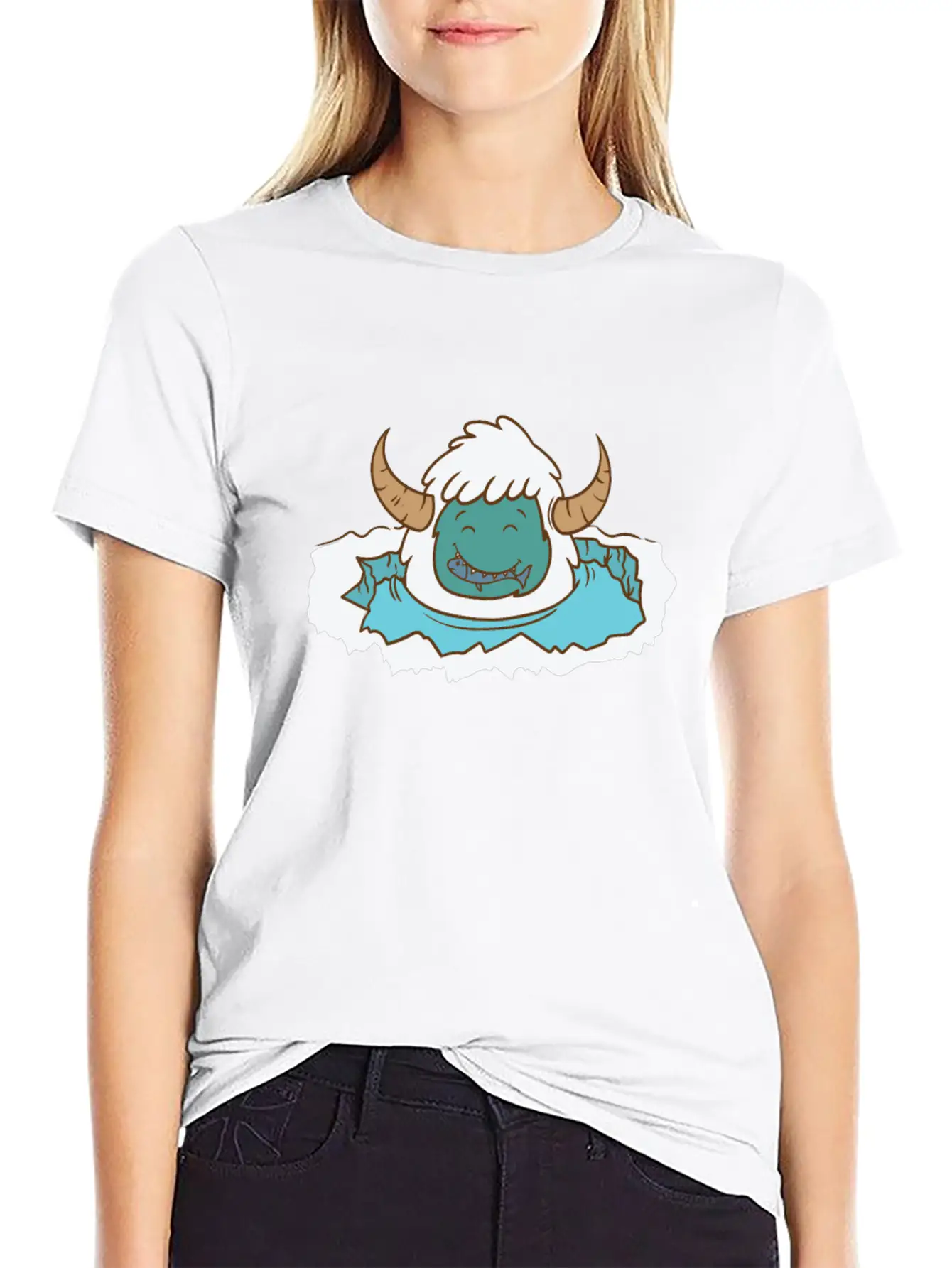 Yeti Bathing Snowman Creature Stylish Everyday T-Shirt – Unisex Basic Cotton Tee