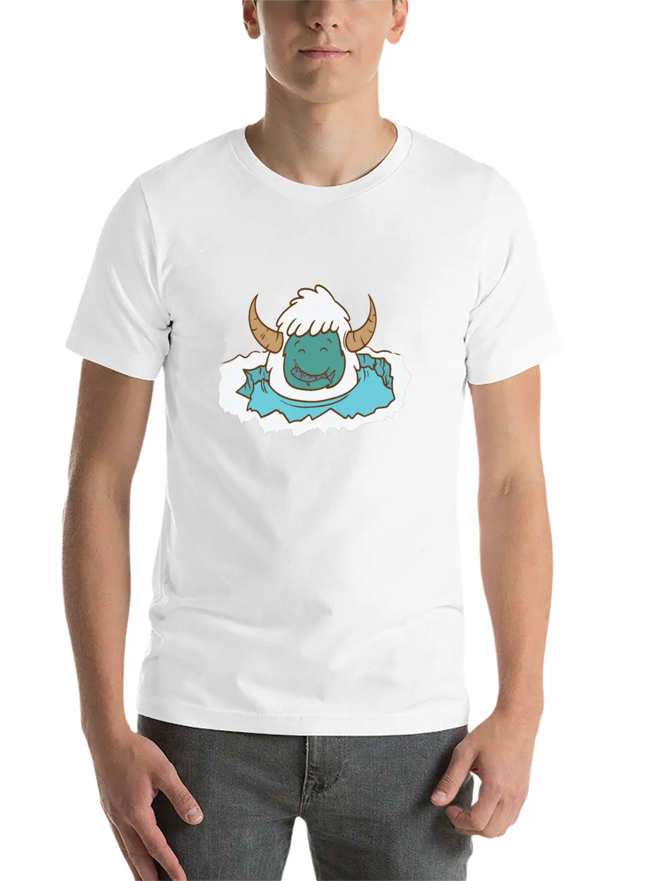 Yeti Bathing Snowman Creature Stylish Everyday T-Shirt – Unisex Basic Cotton Tee
