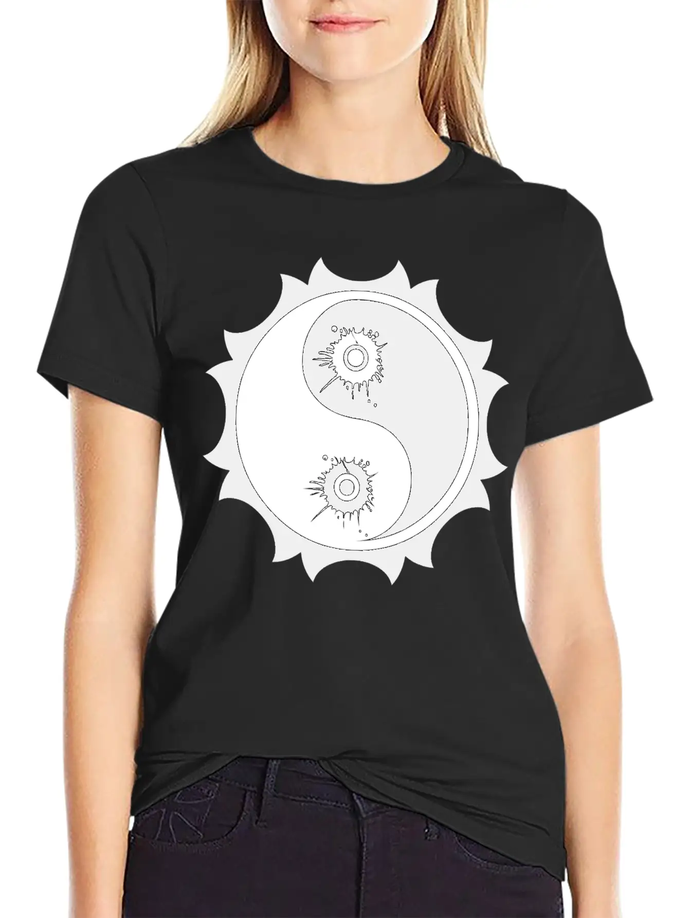 Yin Yang Splatter Design Basic Graphic T-Shirt – Daily Comfort In Soft Cotton