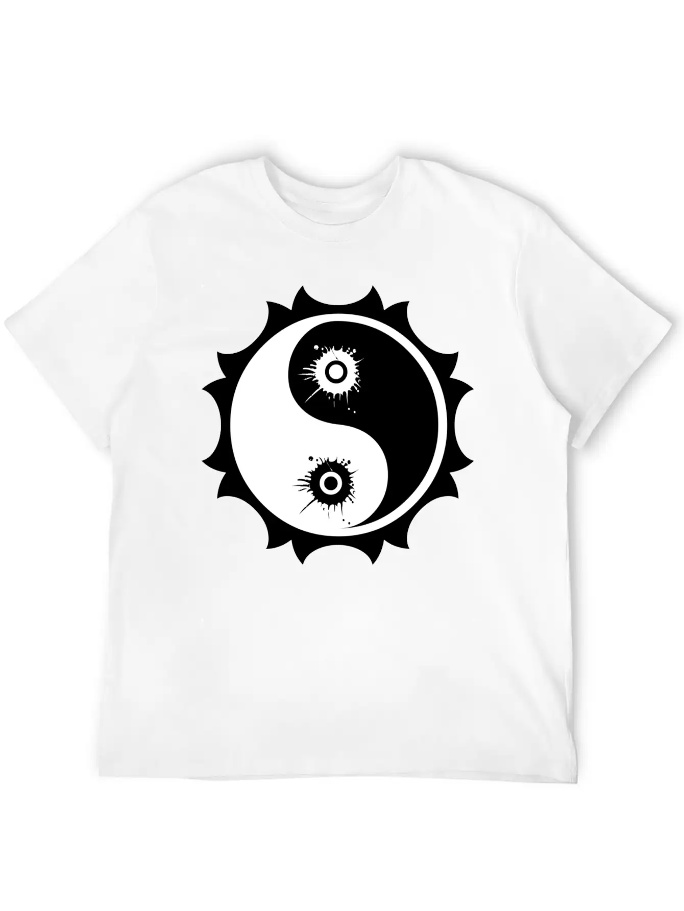 Yin Yang Splatter Design Basic Graphic T-Shirt – Daily Comfort In Soft Cotton