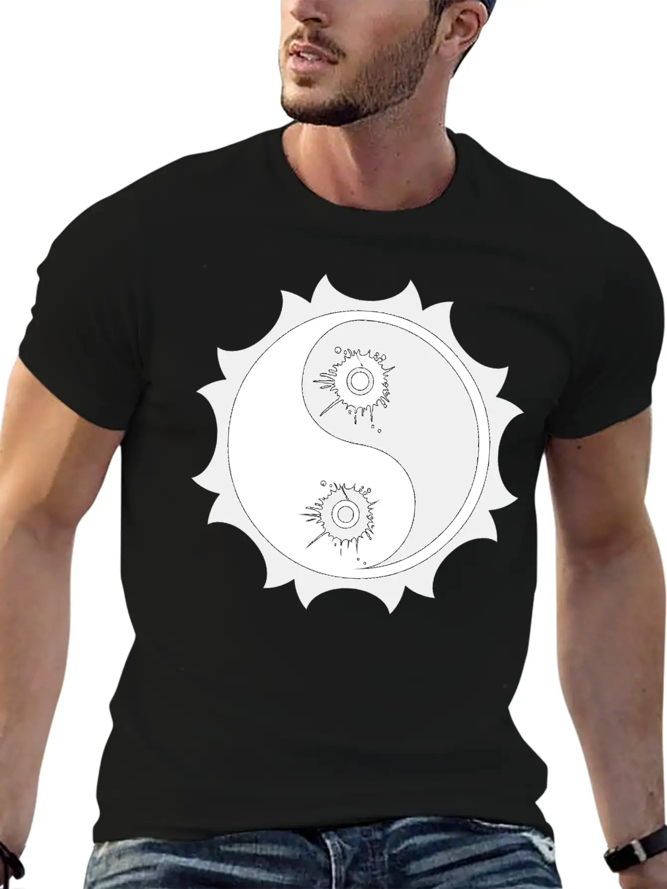 Yin Yang Splatter Design Basic Graphic T-Shirt – Daily Comfort In Soft Cotton