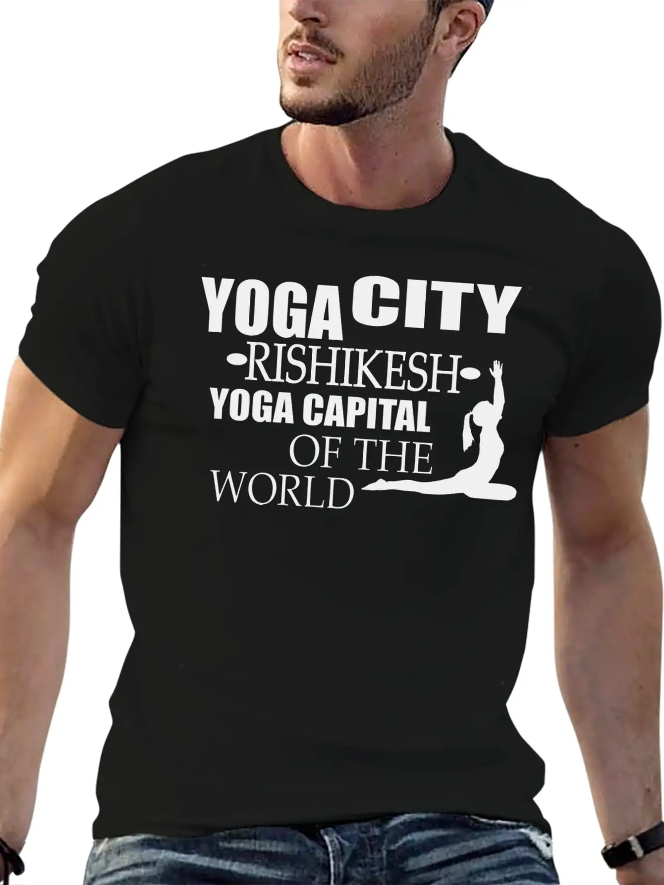 Yoga City Rishikesh Yoga Capital Of The World Lightweight Cotton T-Shirt – Daily Comfort Graphic Shirt
