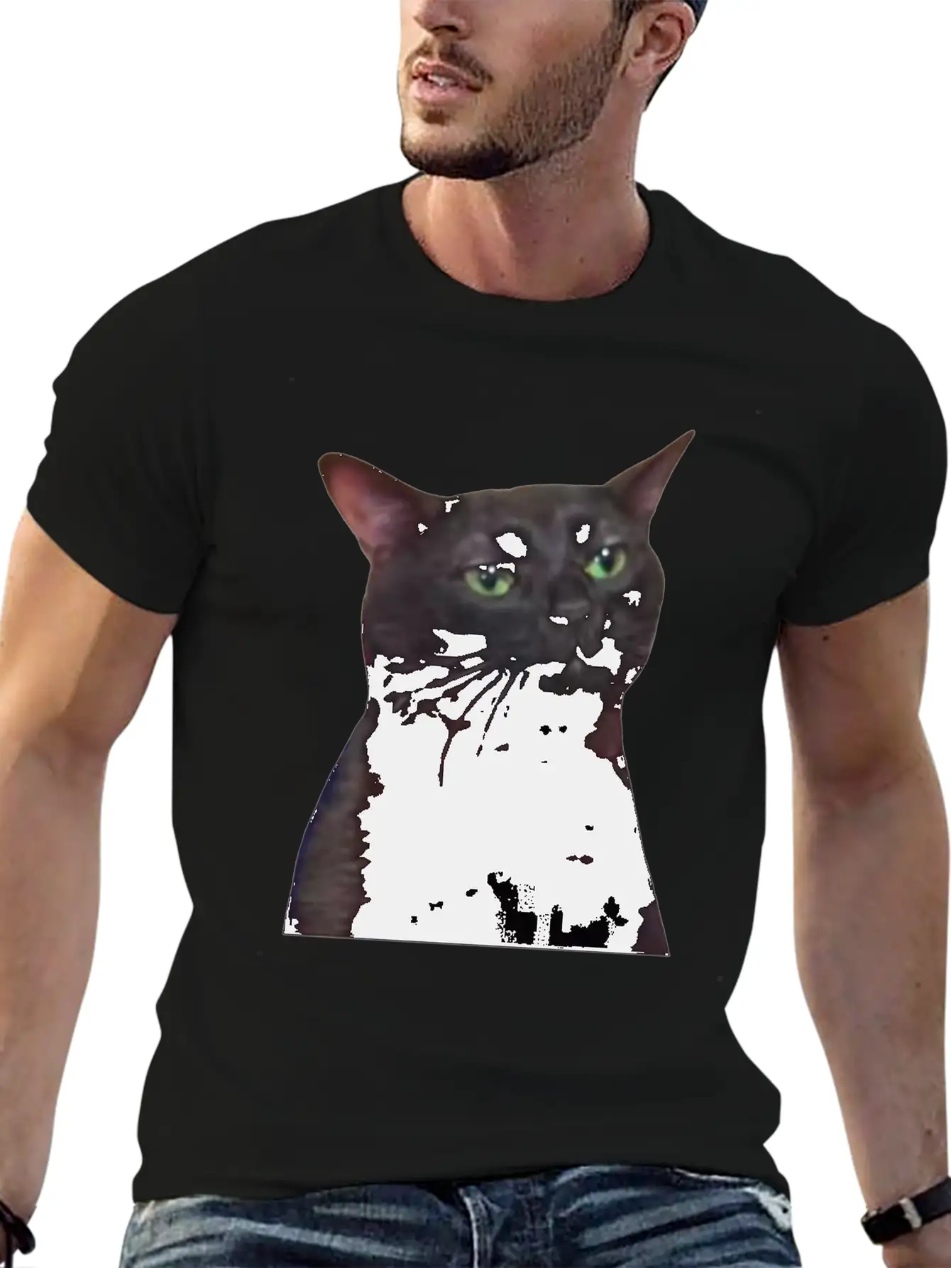 Zoning Out Black Cat Meme, Basic Graphic T-Shirt – Daily Comfort In Soft Cotton