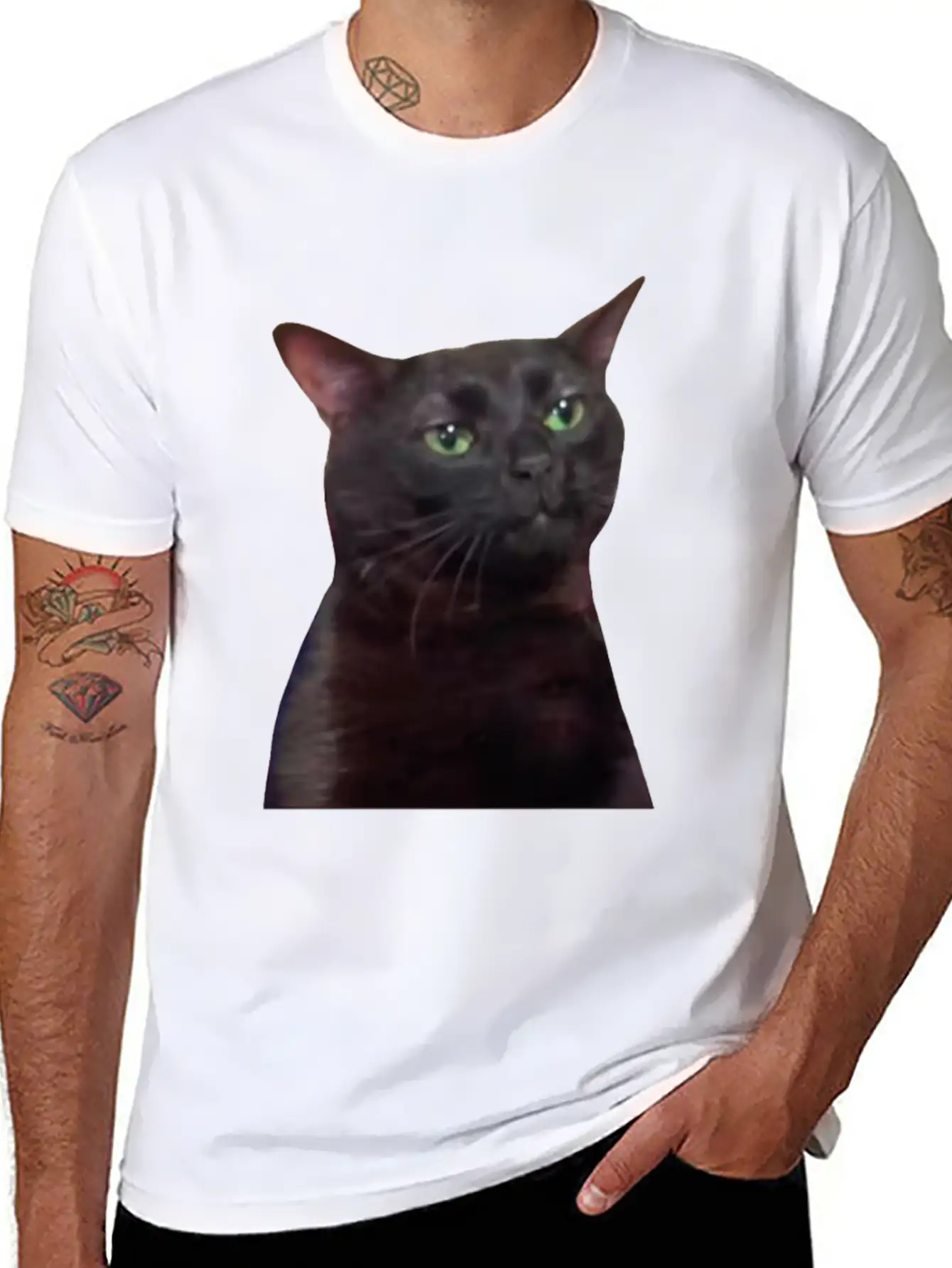 Zoning Out Black Cat Meme, Basic Graphic T-Shirt – Daily Comfort In Soft Cotton
