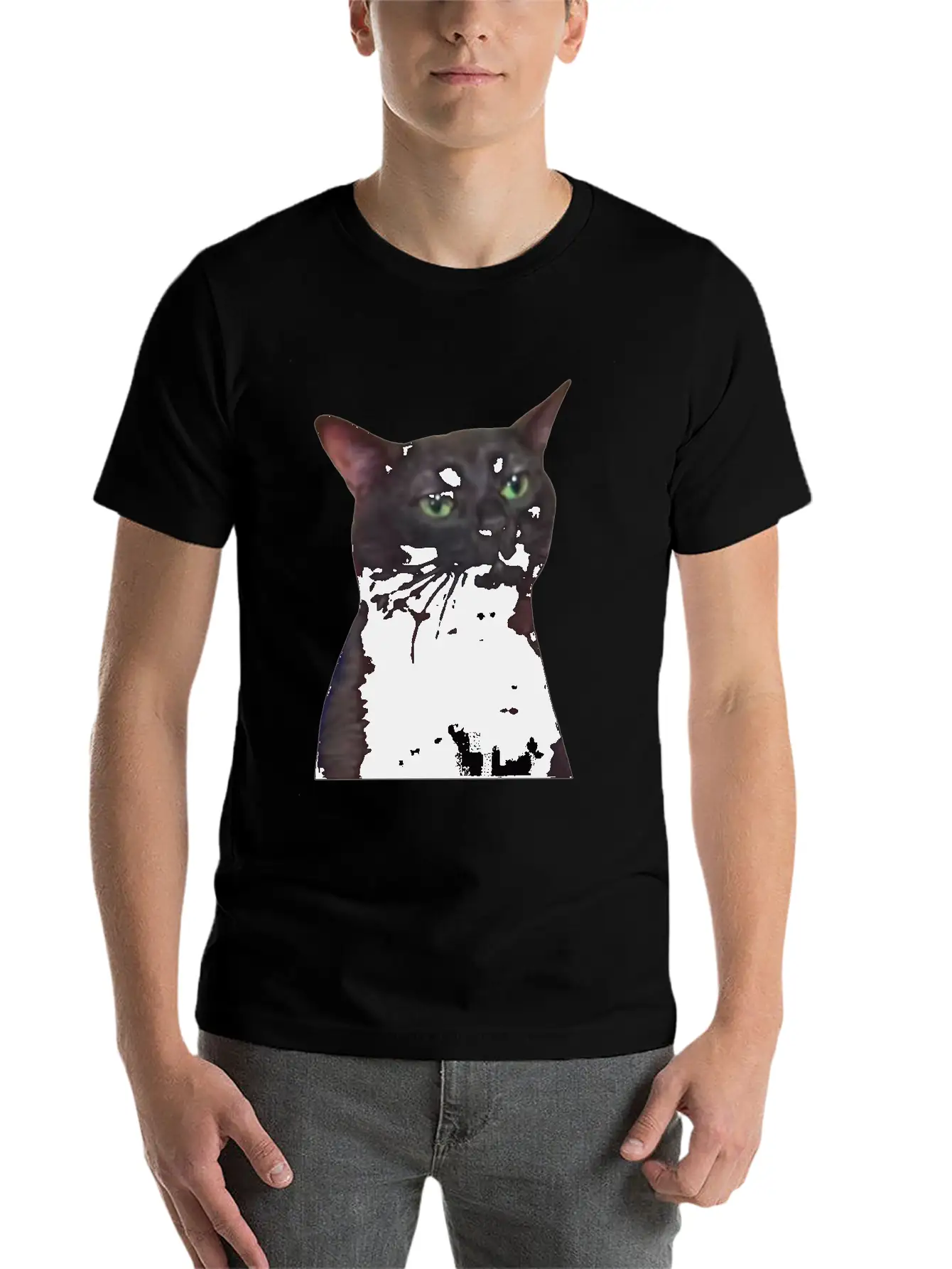 Zoning Out Black Cat Meme, Basic Graphic T-Shirt – Daily Comfort In Soft Cotton